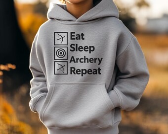 Kids Archery Hoodie - Youth Archery Gift - Gift for Archers - Boys Archery Sweatshirt - Archery Lovers Gift - Girls Archery Clothing