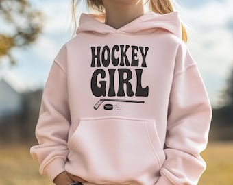 Girls Hockey Hoodie - Youth Hockey Sweatshirt - Cute Gift for Granddaughter - Kids Hockey Outfit - Girls Ice Hockey Apparel