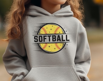 Girls Softball Hoodie - Gift for Softball Player - Youth Sports Sweatshirt - Gift for Granddaughter - Game Day Hoodie
