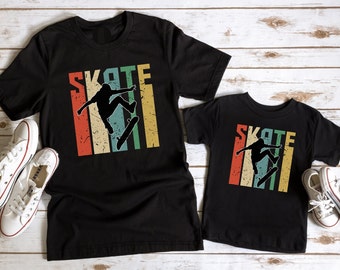 Father and Son Matching Skateboarding Shirts - Father and Daughter - Gift for Dad for Father's Day - Retro Distressed Skater Shirts