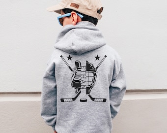 Sweat à capuche de hockey avec nom personnalisé pour jeune - cadeau pour joueur de hockey - sweat-shirt de hockey personnalisé pour garçons - cadeau pour petit-fils - vêtements de fan de hockey