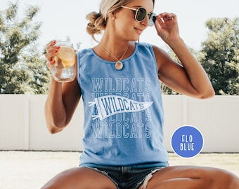 Wildcats Mascot Tank Top - Comfort Colors Tank - Wildcat Shirt - School Spirit Tank - Game Day Top - Sports Fan Gift