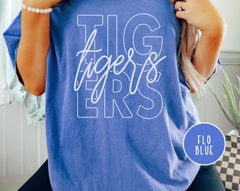 Tigers Mascot Shirt - Comfort Colors® Tigers Tee - School Spirit T-shirt - Game Day Shirt - Gift for Tiger Fans - Baseball Mom Shirt