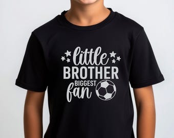 Boys Soccer Brother Shirt - Little Brother Biggest Fan Kids Soccer Tee - Youth Soccer Sibling T-shirt Children's Soccer Apparel