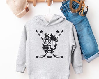 Custom Toddler Hockey Hooded Sweatshirt - Personalized Name Sweatshirt for Hockey Players and Fans