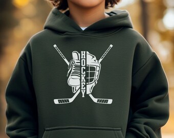 Kids Hockey Hoodie - Hockey Gift for Boys - Youth Hockey Sweatshirt - Gift for Grandson - Hockey Fan Gift - Hockey Player Apparel