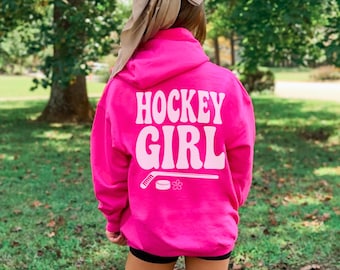 Girls Hockey Hoodie - Youth Hockey Sweatshirt - Gift for Hockey Player - Cute Sports Apparel