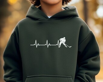 Kids Hockey Hoodie, Sports Fan Apparel, Gift for Hockey Player, Youth Hockey Sweatshirt, Boys Girls Hockey Hoodie