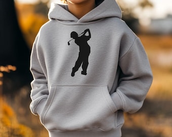 Youth Golfer Hoodie - Kids Golfing Sweatshirt - Gift for Grandson - Child Sports Pullover Jacket - Golf Lover Gift - Children's Golf Apparel