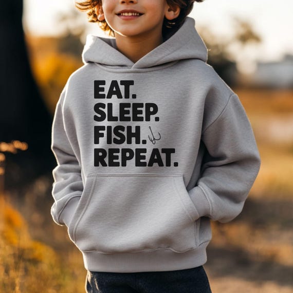 Kids Fishing Hoodie - Youth Fishing Sweatshirt - Fishing Apparel - Gift for Fisherman - Fishing Theme Birthday Gift - Gift for Grandson