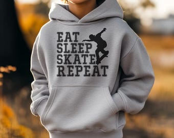 Kids Skateboarding Hoodie - Skater Sweatshirt - Gift for Skateboarder - Gift for Grandson - Youth Skater Top - Clothing for Skateboarding