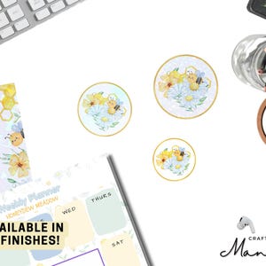 Pegatina de vinilo con estampado de abejorro, margarita y melón, bonitos pasteles, floral, botánico, jardín de verano, escena inspirada en la naturaleza, MANDY ARTÍSTICA