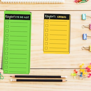 May include: Two printable to-do lists with checkboxes. The list on the left is green and says "Rayan's To Do List". The list on the right is yellow and says "Rayan's Chores".