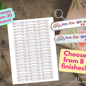 Skinny School Labels Name Label School Label Waterproof Label Daycare Stickers Kids Sticker Labels Personalize Glitter Labels | Crafty Mandy