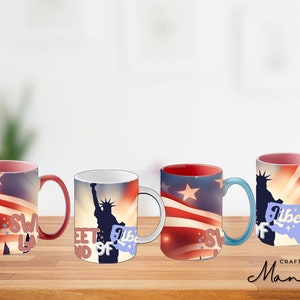 Stars Stripes and Liberty Ceramic Mug, 4th of July, Independence Day, Red, White and Blue,  USA Mug, Statue of Liberty | CRAFTY MANDY