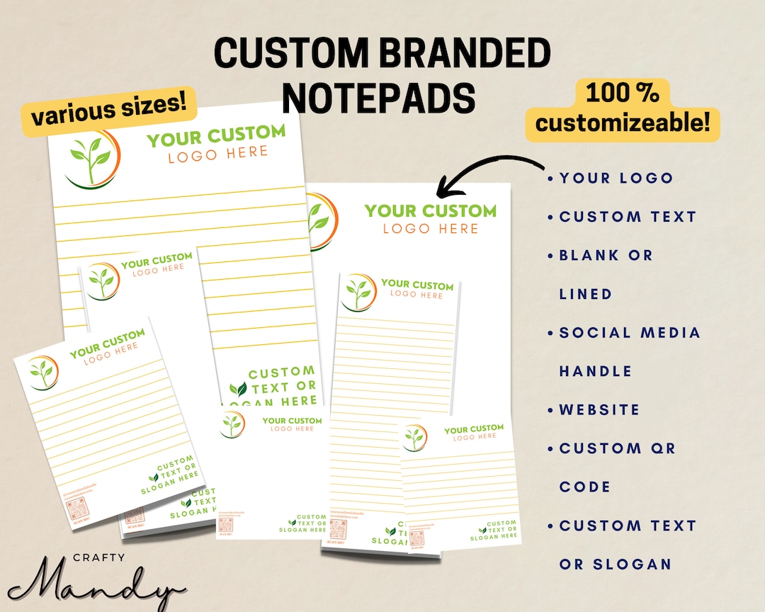 Custom Branded Logo Notepad Lined Notepad Memo Pad Corporate Stationery