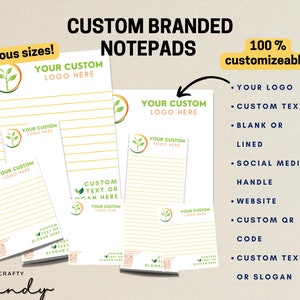 Custom Branded Logo Notepad - Lined Notepad - Memo Pad - Corporate Stationery - Notebook Paper Lined Note Pad - Logo Blank Notepad