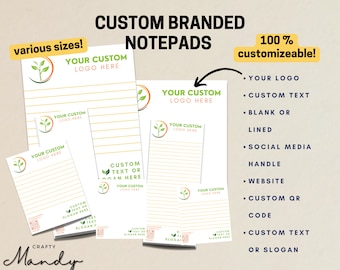 Kladblok met aangepast merklogo - gelinieerd notitieblok - memoblok - bedrijfsbriefpapier - notitieblok gevoerd notitieblok - logo leeg notitieblok