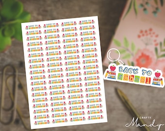 Back To School Stickers | kiss-cut sticker sheets, mini planner stickers, custom text phrases, party favor stickers | CUSTOM | Mini Scripts