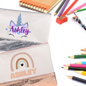 Personalized Kids Pencil Bag, Pencil Bag, Pencil Pouch,  Rainbow Pencil Bag, Unicorn Pencil Bag | CRAFTY MANDY