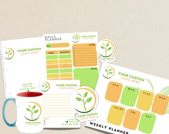 Custom Branded BUNDLE- Stationery Bundle - Notebook - Sticker Decals - Notepad - Magnet - Weekly Planner - Daily Planner | CRAFTY MANDY