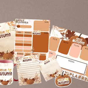 Hello Autumn BUNDLE- Stationery Bundle - Notebook - Sticker Decals - Notepad - Magnet - Weekly Planner - Daily Planner | CRAFTY MANDY