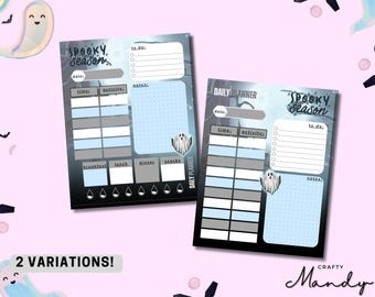 Spooky Season Daily Planner- Tear Away Notepad - Memo Pad- Daily Planner - Ghost Theme | Dark Stationery | Halloween Planner | CRAFTY MANDY