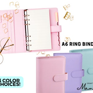 Raccoglitore ad anelli in morbida ecopelle A6, agenda a 6 anelli, raccoglitore a foglie, diario ricaricabile // CRAFTY MANDY