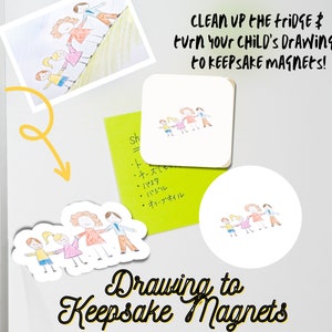 Drawing to Photo Fridge Die Cut Magnet | Custom fridge magnet | fridge photo magnets Die Cut Magnet | Die Cut Photo | Personalized Magnet