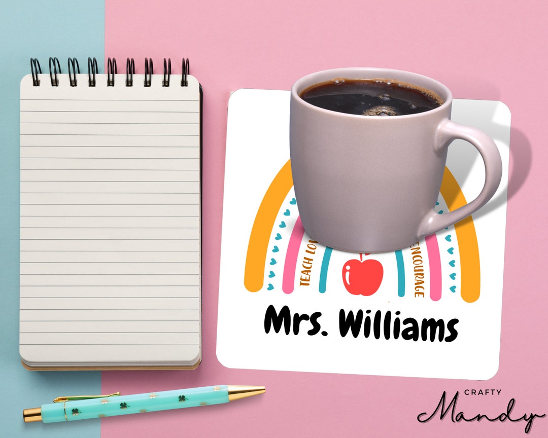 Teacher's Name Square Coaster Set | Personalized Coaster, Name Coasters ...