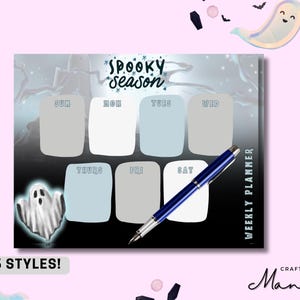 Spooky Season Weekly Planner - Tear Away Notepad - Planner - Memo Pad - Weekly Planner - Halloween Theme, Cute Ghost, Spooky | CRAFTY MANDY
