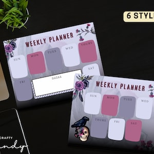 Mystical Skulls & Thistles Weekly Planner- Tear Away Notepad - Memo Pad - Weekly Planner - Skulls Planner - Raven Planner - | CRAFTY MANDY