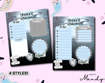 Spookachtig seizoen Let's DO THIS - Tear Away Notitieblok - Halloween - Memoblok - Dagplanner - Ghost-thema, donker esthetisch | Crafty Mandy