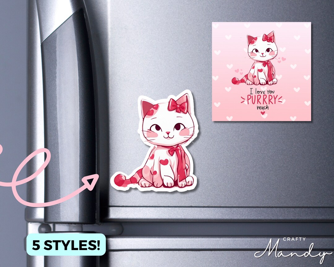 Cute Valentines Cat Magnet | Fridge Magnet | Gift for Her | Valentines ...