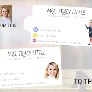 TEACHER Personalized Business Information Cards | Cartoon Teacher | Personalized Business Cards | Fun Business Cards | Crafty Mandy