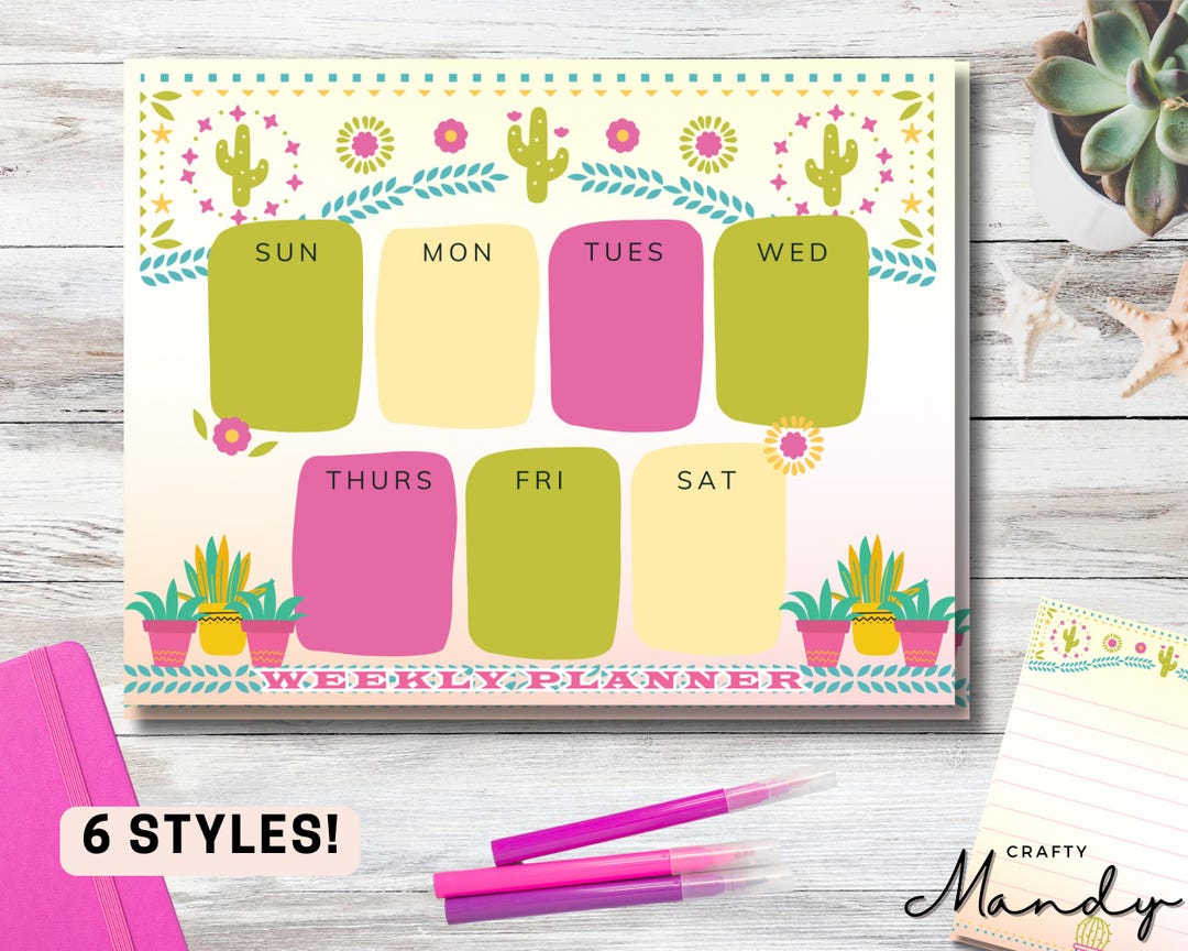 Desert Bloom Weekly Planner - Tear Away Notepad - Planner - Memo Pad ...