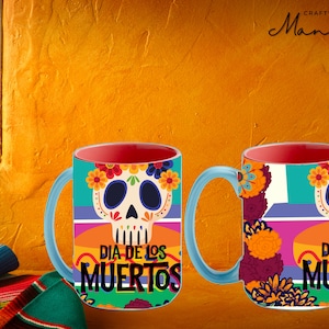 Dia de Los Muertos Ceramic Mug, Artsy Mug, Day of the Dead, Ceramic Mug | CRAFTY MANDY
