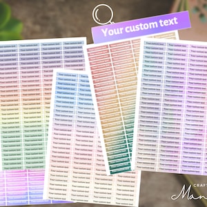 Custom Stickers | kiss-cut sticker sheets, mini planner stickers, custom text phrases, party favor stickers | CUSTOM | Mini Scripts