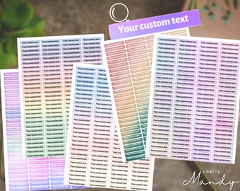 Custom Stickers | kiss-cut sticker sheets, mini planner stickers, custom text phrases, party favor stickers | CUSTOM | Mini Scripts