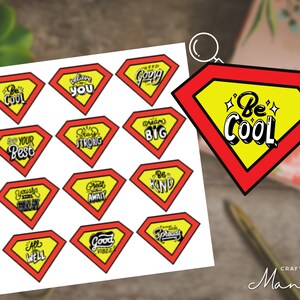 12 pc Set SUPERHERO Kids Positivity Reward Stickers  | kids stickers, kiss-cut sticker sheets, full sticker sheet  | CRAFTY MANDY