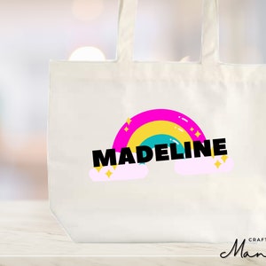 Mädchen personalisiert, Personalisierter Kindername, personalisierter Tote - Namens-Tote - Custom Name Tote - Crafty Mandy Whimsy Brights Collection