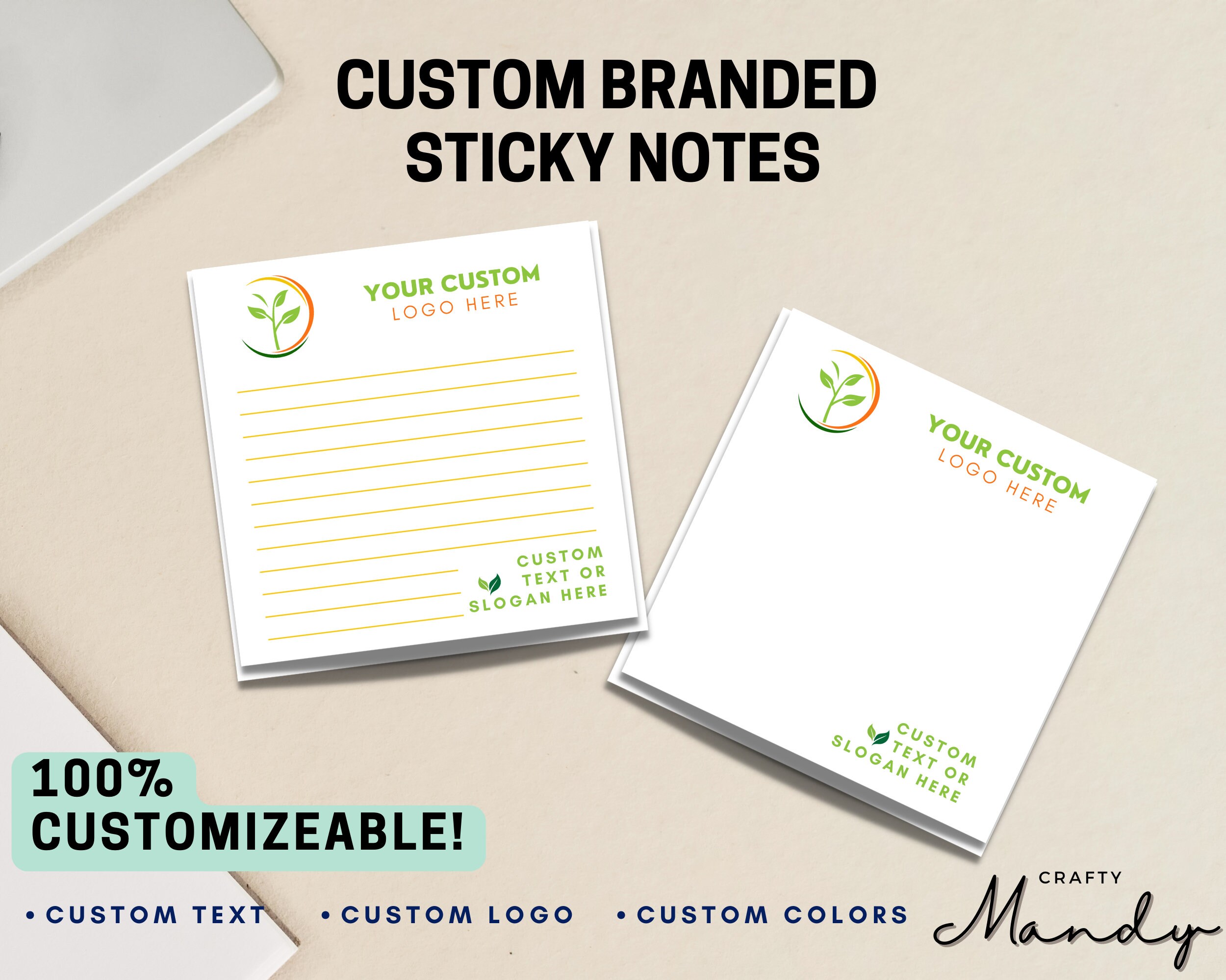 Custom Branded Logo Sticky Notes | Sticky Notes | Post-it® Notes ...