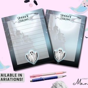 Spooky Season - Tear Away Notepad - Halloween Stationery - Memo Pad - Lined Notepad - Notebook Paper Lined Note Pad | Ghost | CRAFTY MANDY