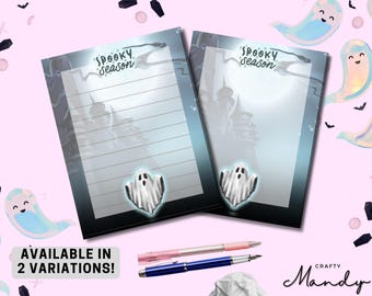 Spooky Season - Tear Away Notepad - Halloween Stationery - Memo Pad - Lined Notepad - Notebook Paper Lined Note Pad | Ghost | CRAFTY MANDY