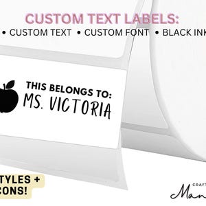 Teacher Name Sticker Label, School Label, Custom Stickers, Bulk Stickers, Business Stickers, Business Logo, Sticker Labels | Crafty Mandy