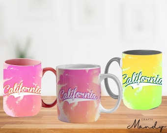 California Sunset Keramiktasse, Traveler, Love for Travel, Kalifornien-Tasse, Kalifornien-Geschenk, Westküste, Cali, CA | HANDWERKLICHE MANDY