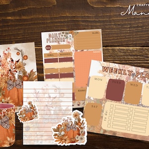 Fall Harvest BUNDLE- Stationery Bundle - Notebook - Decals - Notepad - Magnet - Weekly Planner - Daily Planner | CRAFTY MANDY