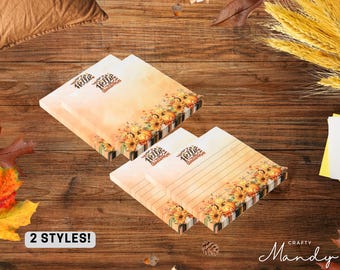 Pumpkins & Fall Florals | LINED | Sticky Notes |Post-it® Notes | Fall Theme Notes | Autumn Vibes | Fall Leaves | Pumpkin Note | Crafty Mandy
