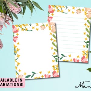 Floral Frills Notepad - Tear Away Notepad - Summer Stationery - Memo Pad - Lined Notepad - Notebook Paper Lined Note Pad | CRAFTY MANDY