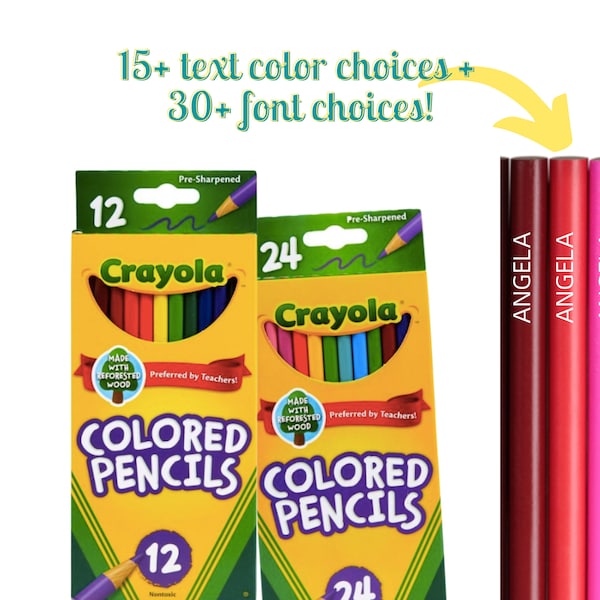 Personalized Colored Pencils | 12 or 24 Pack | Crayola | Pre-Sharpened, Custom Pencils, Back to School, Teacher Gift, Teacher Appreciation